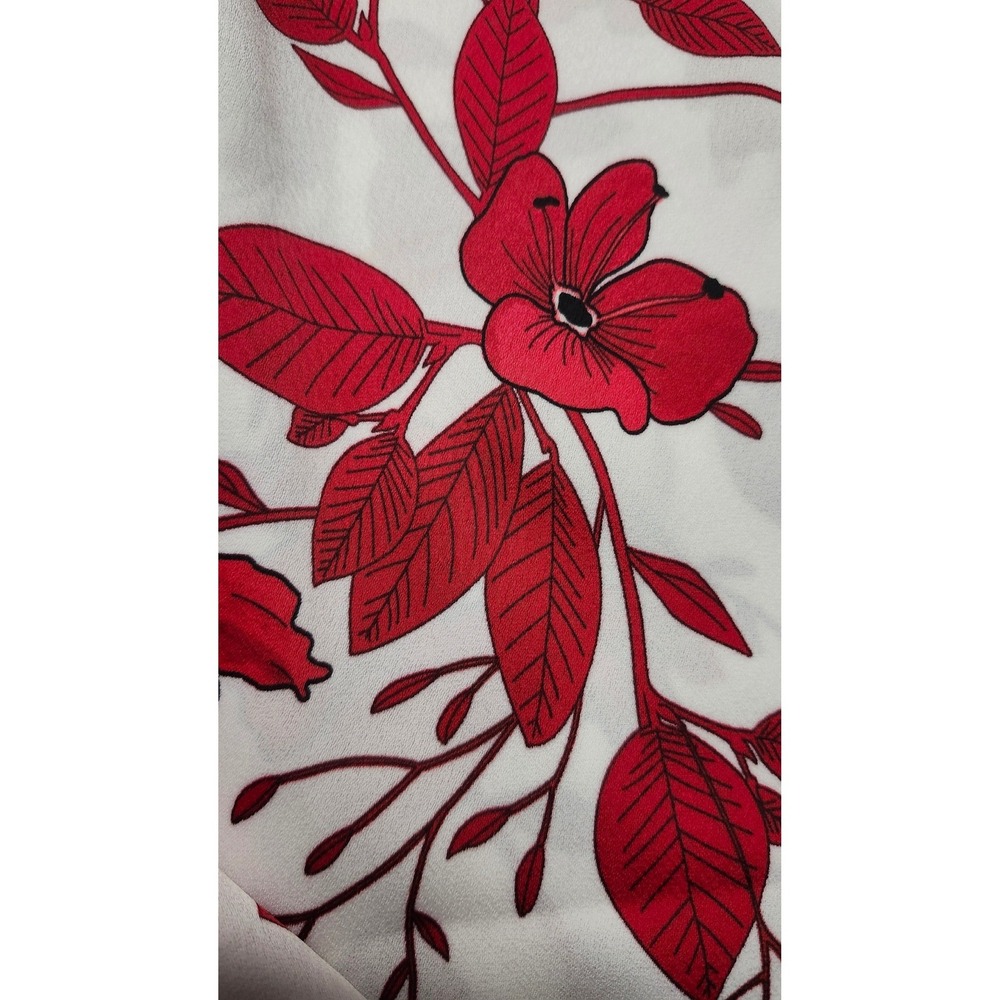 Banana Republic Red Floral White Faux Wrap Asymmetrical Tulip Midi Dress Size 6 - Picture 3 of 4